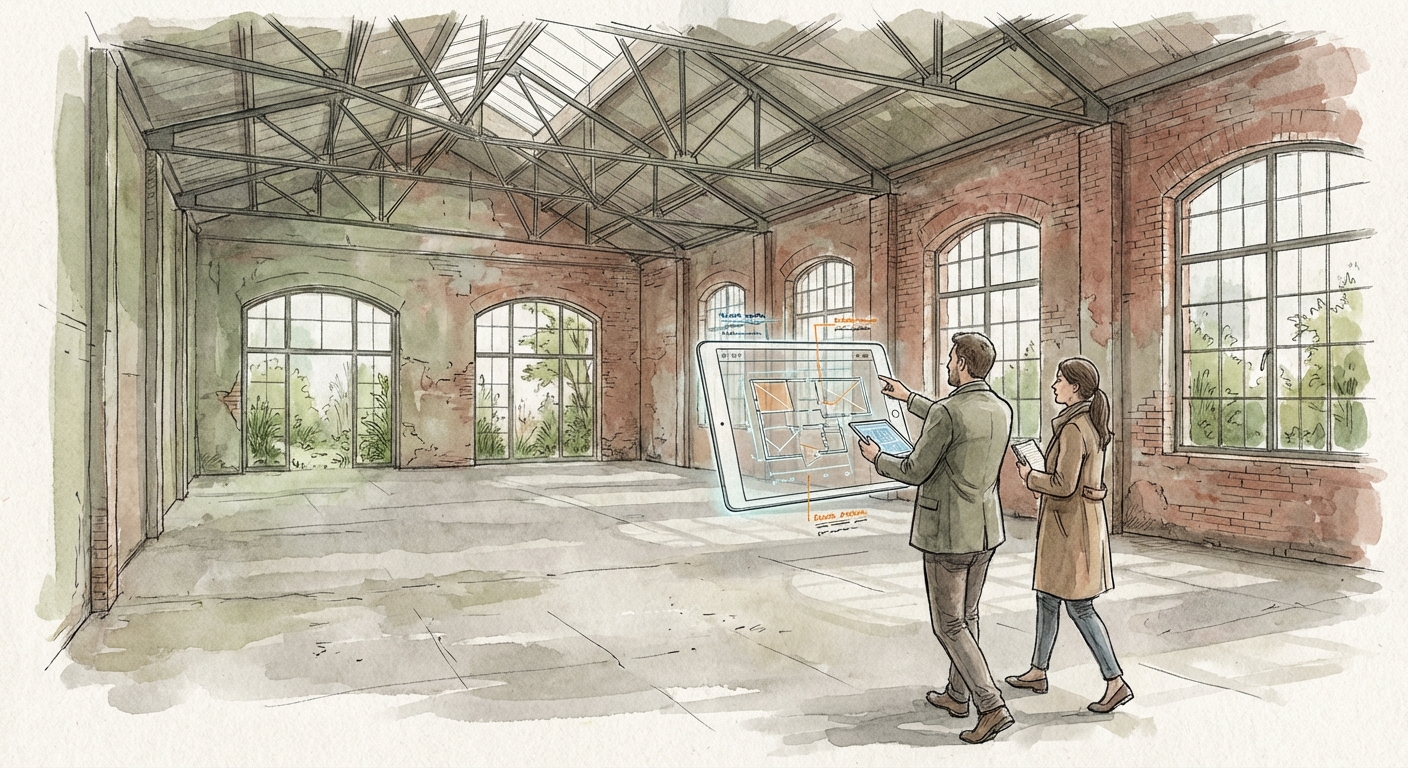 Scouting an industrial warehouse space for the Sponic Gardens venue